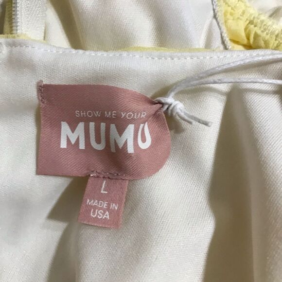 Show Me Your MuMu Merrit Yellow Mini Dress NWT Size L - Picture 12 of 14